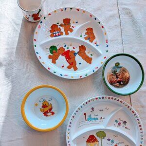 VTG Bundle of 5 Kids Melamine Dishes Plates Bowls Cup Anacapa Gibson John Deere